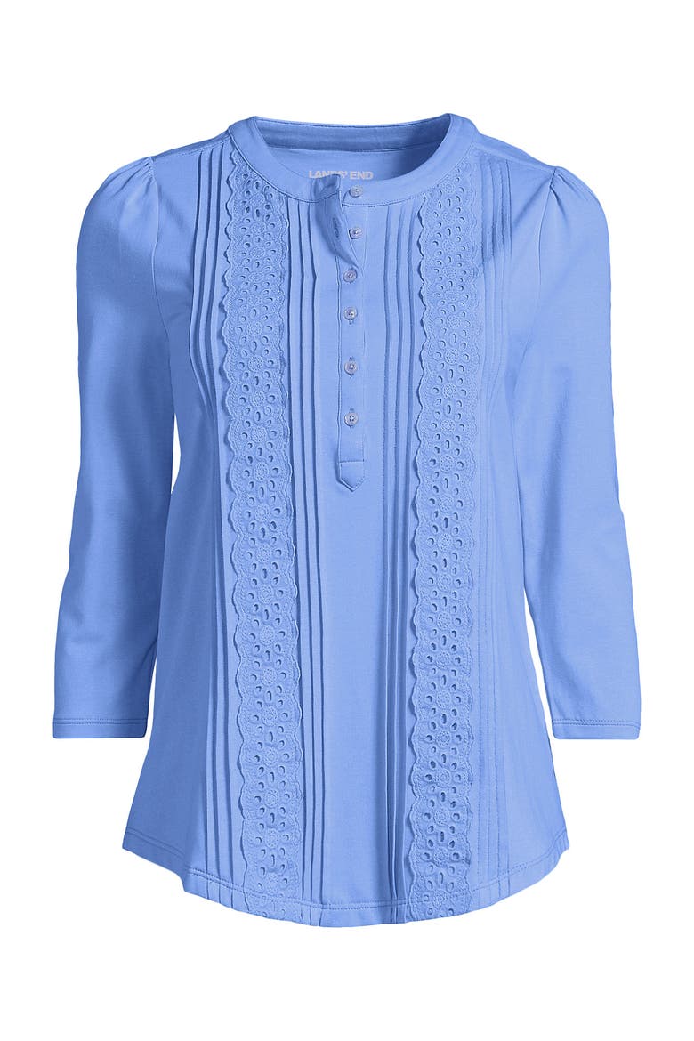 Plus Size 3/4 Sleeve Lightweight Jersey Embellished Top, Alternate, color, Clear Blue Sky
