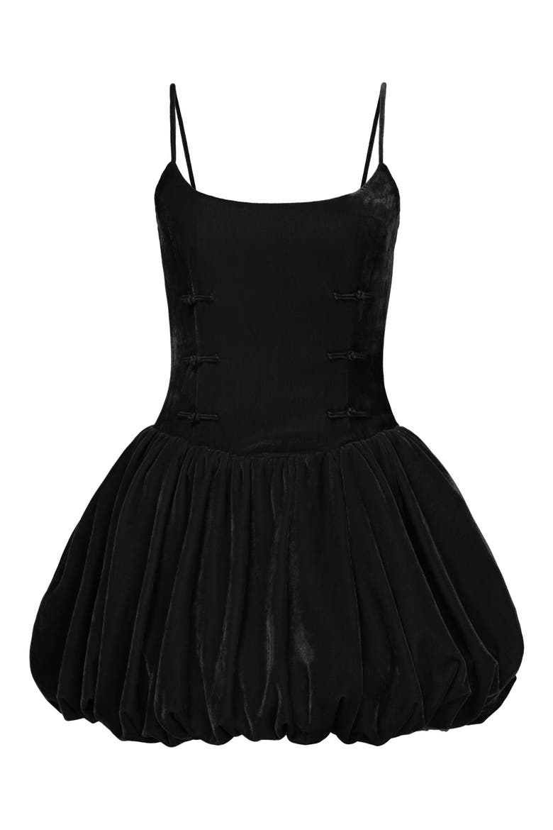 Miley Bubble Hem Velvet Minidress, Alternate, color, BLACK