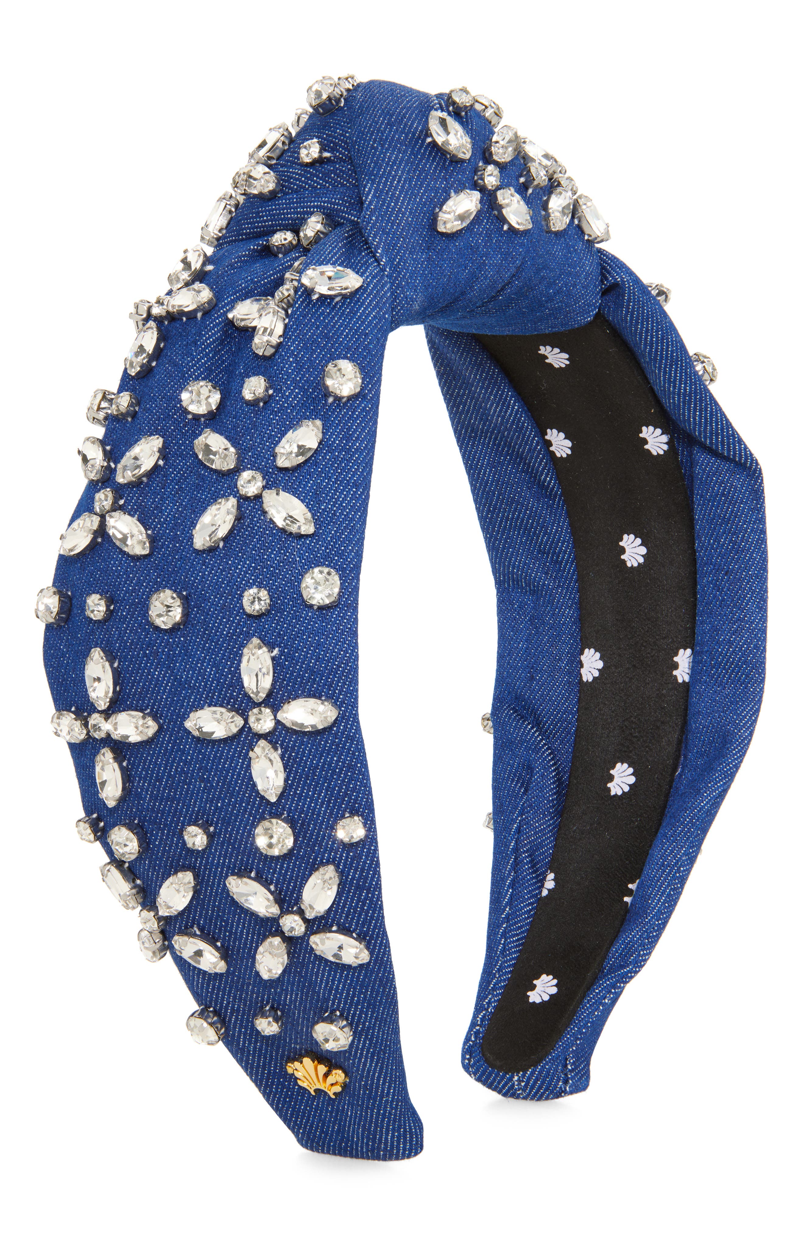 Lele Sadoughi Denim Stirnband – Blau, Mit Knoten, 4 Cm Breit, Einheitsgröße