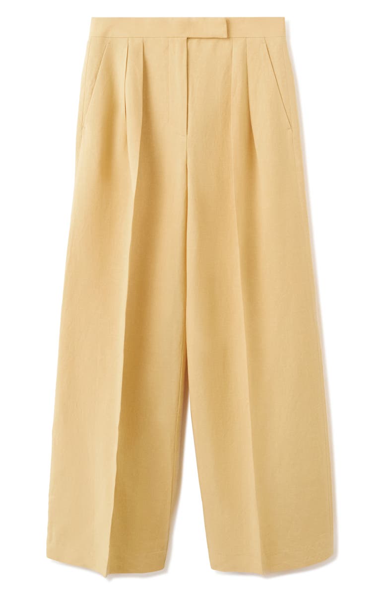MANGO Pleated Wide Leg Pants, Alternate, color, Mustard