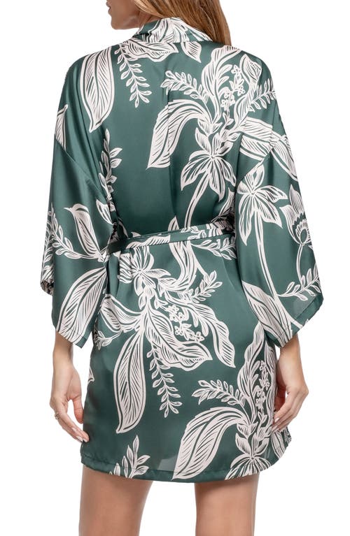 Midnight Bakery Floral Satin Wrap In Green