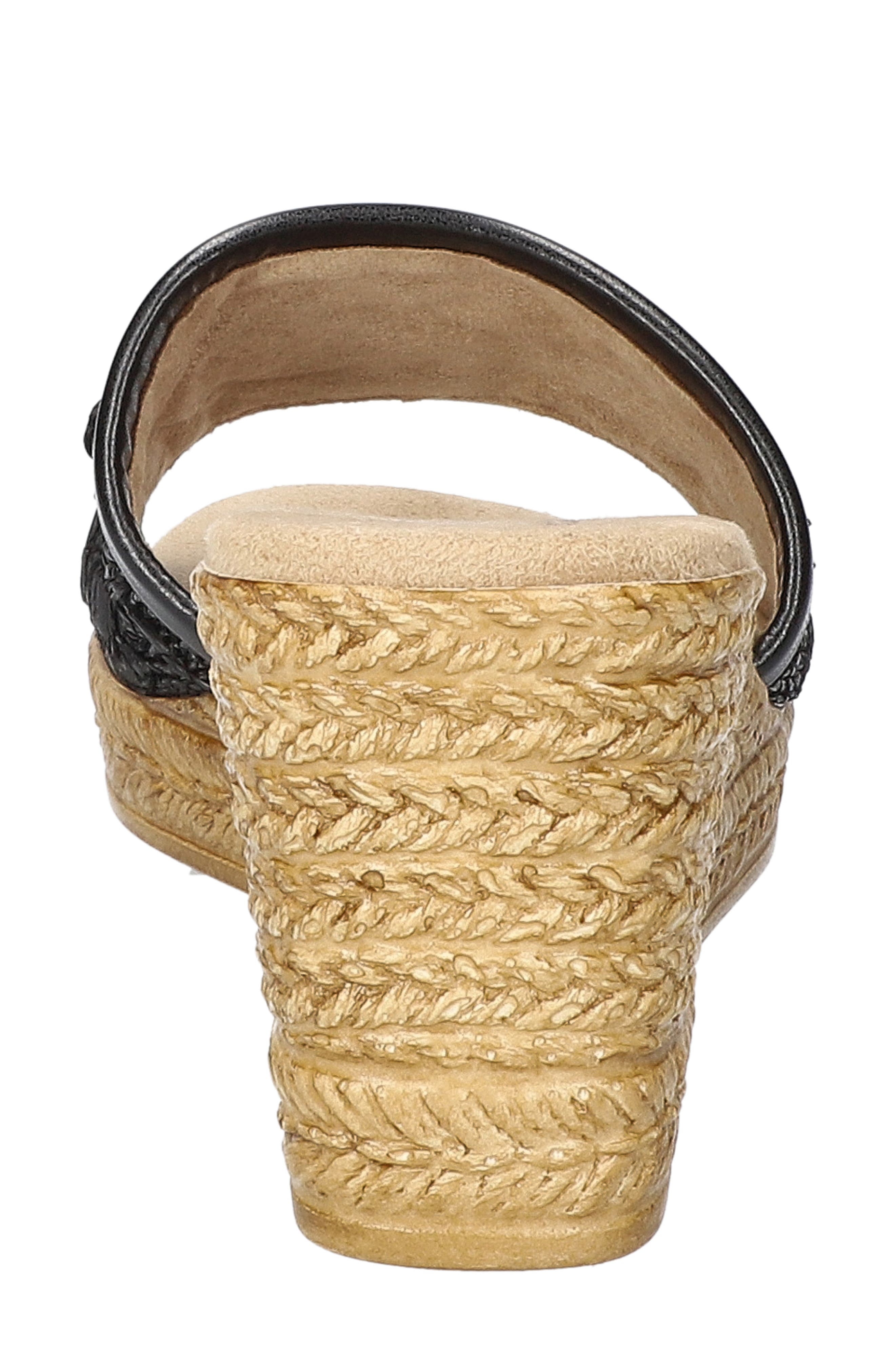 EASY STREET Ricci Espadrille Platform Wedge Slide Sandal, Alternate, color, Black Raffia Flowers