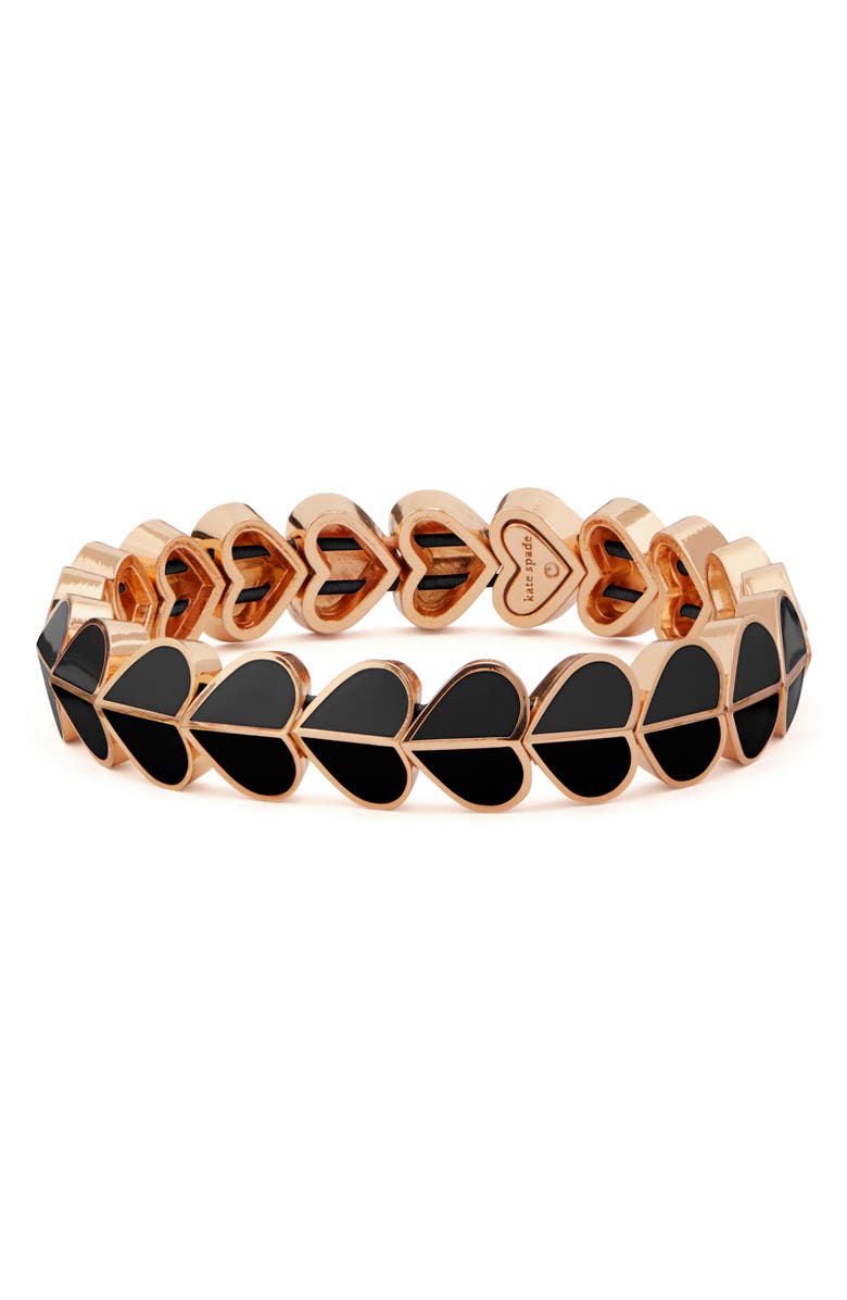 Kate Spade New York heritage spade enamel heart stretch bracelet, Main, color, 