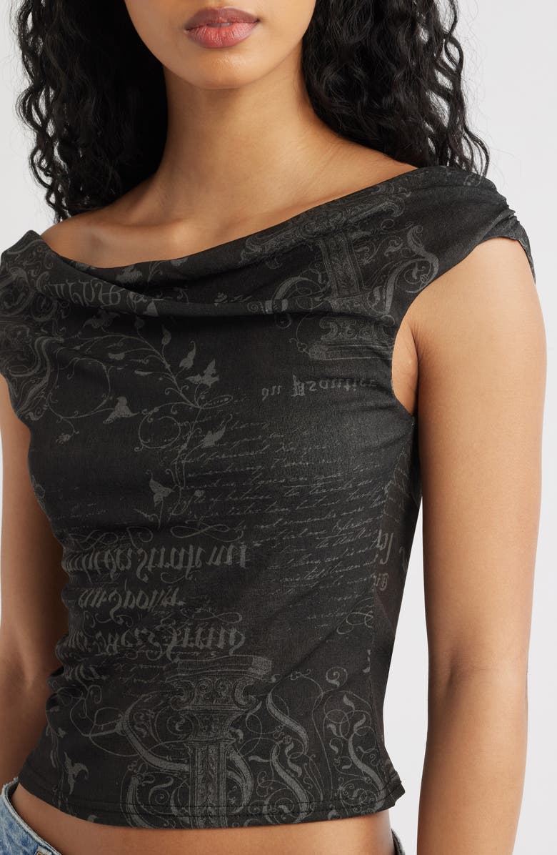 BDG Urban Outfitters Fia Print Off the Shoulder Top, Alternate, color, Grunge