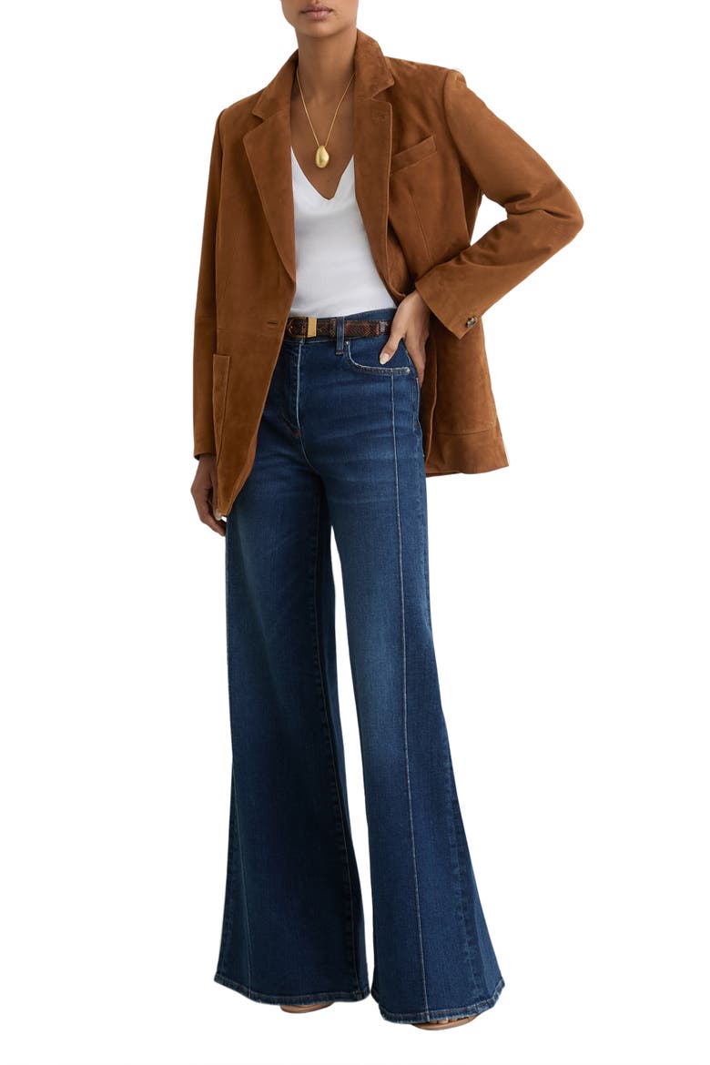 Cass Genuine Suede Blazer, Alternate, color, TAN BROWN
