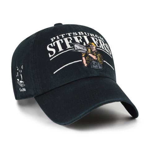 Men's '47 Black Pittsburgh Steelers Throwback Graphic Clean Up Adjustable Hat