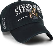 '47 Men's '47 Black Pittsburgh Steelers Throwback Graphic Clean Up Adjustable Hat