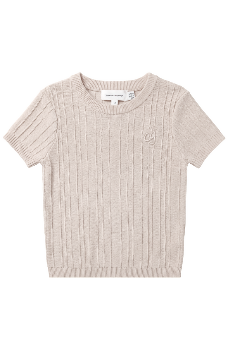 Charlotte & George Cotton Rib Knit Sweater, Main, color, Sand