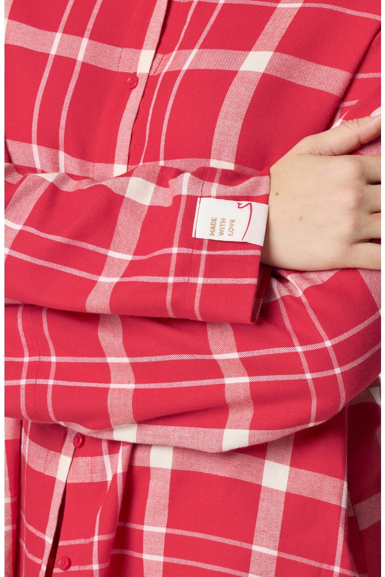 Cozy Flannel Sleep Shirt, Alternate, color, SCARLET BALLERINA PLAID
