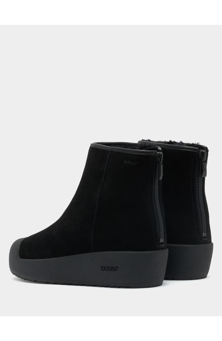 Bally Curling Bootie in Suede with Lamb Fur Lining, Alternate, color, Black
