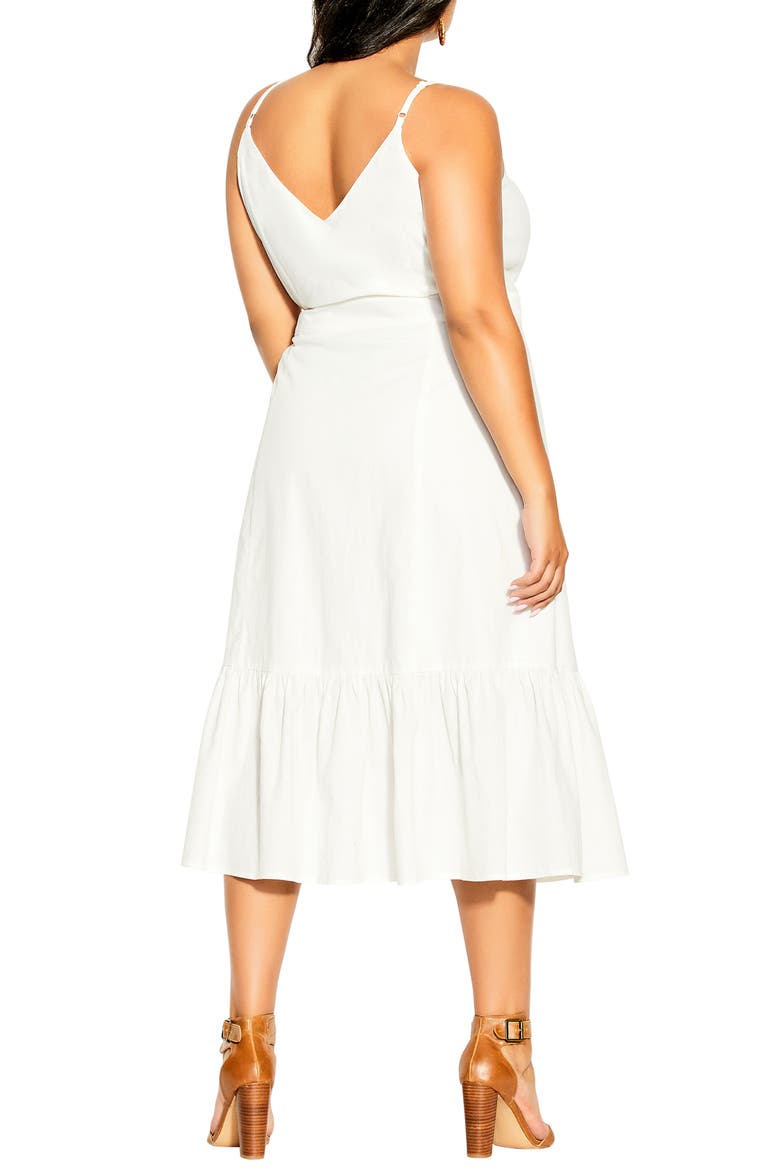 Cotton & Linen Wrap Dress, Alternate, color, IVORY