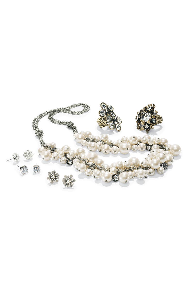 Bead & Jewel Necklace, Alternate, color, JET / CRYSTAL