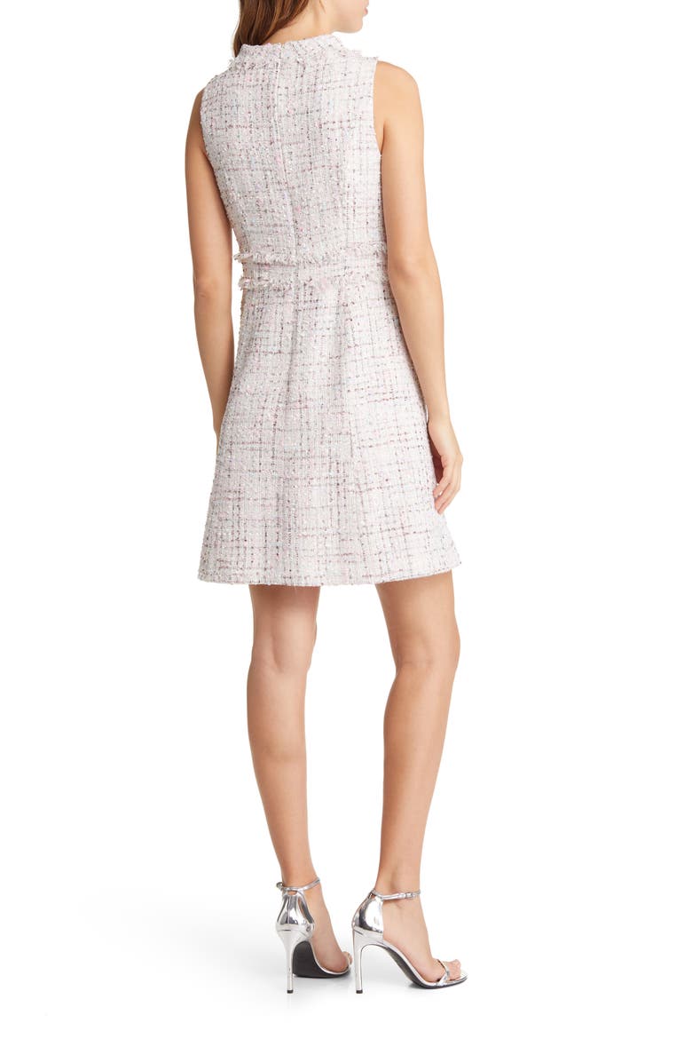 Mock Neck Tweed Dress, Alternate, color, IVORY