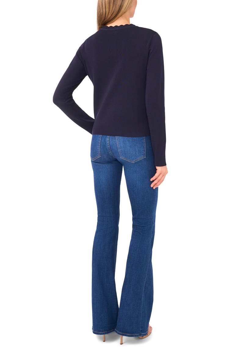 Scallop Detail Cardigan, Alternate, color, BARITONE BLUE