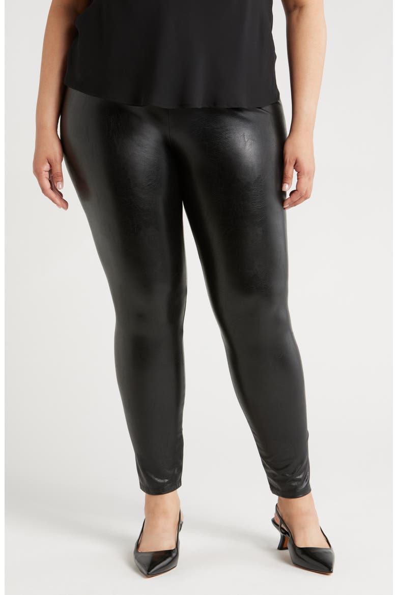 'Lyssentials Textured Faux Leather Leggings, Main, color, KOHL BLACK
