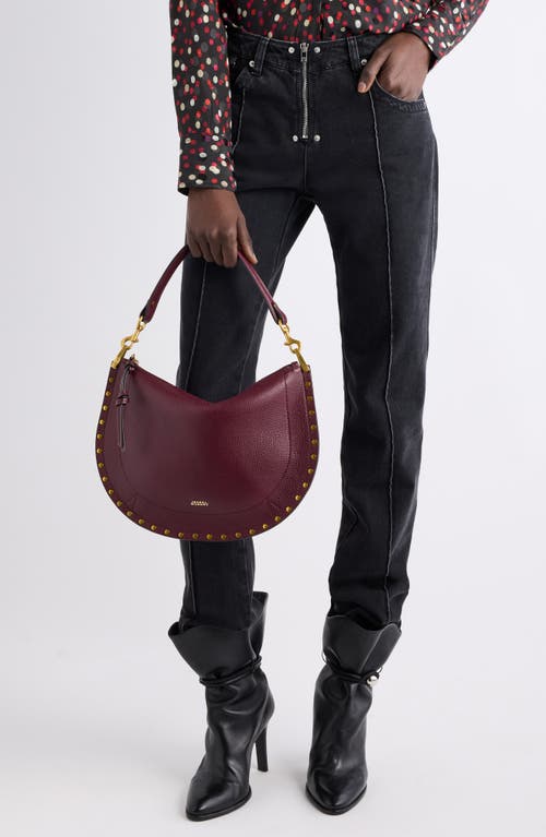 Isabel Marant Oskan Soft Zipped Leather Crossbody Bag In Burgundy