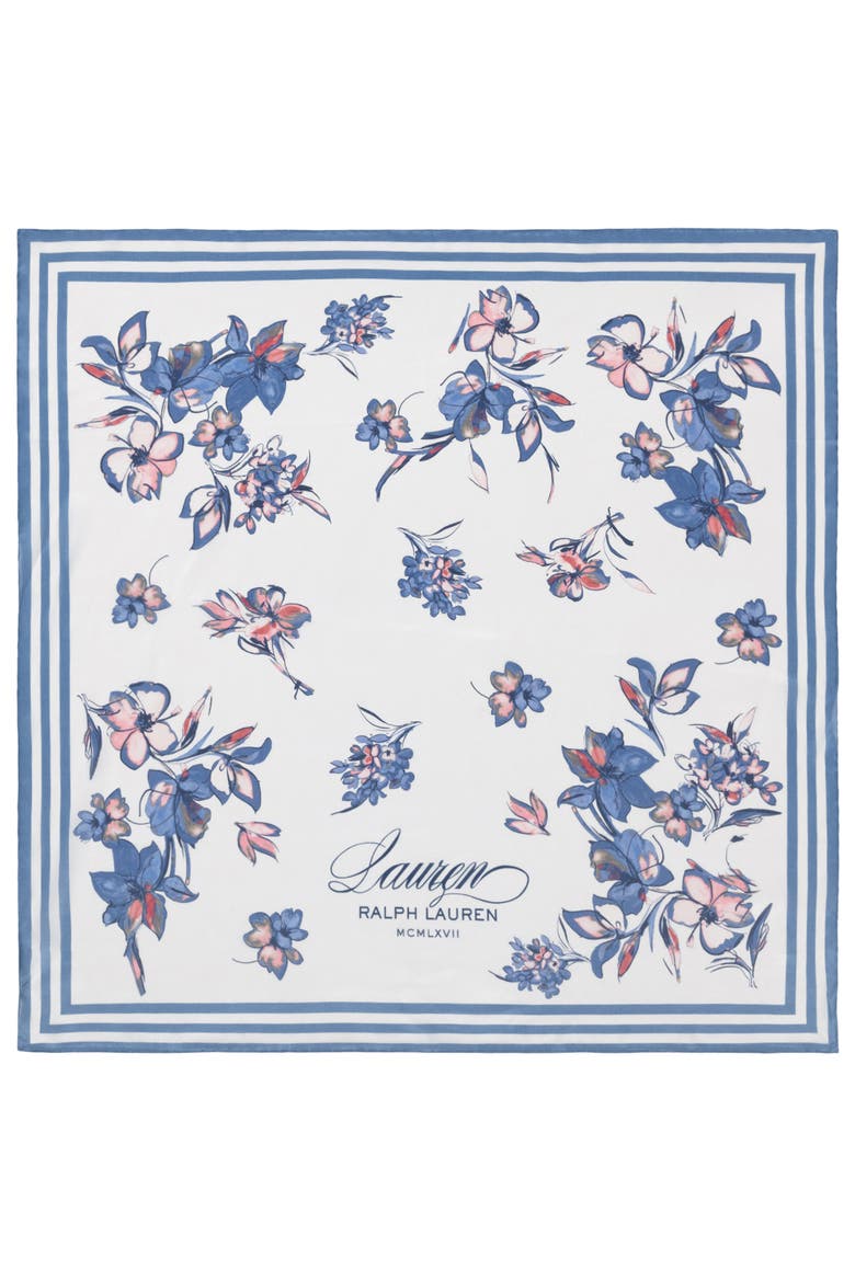 Floral Silk Square Scarf, Alternate, color, CREAM