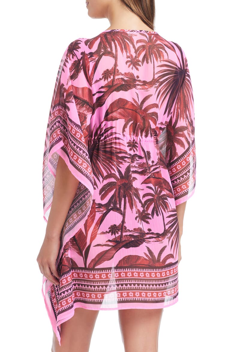 Plunge Semisheer Cover-Up Caftan, Alternate, color, SUGAR BEACH
