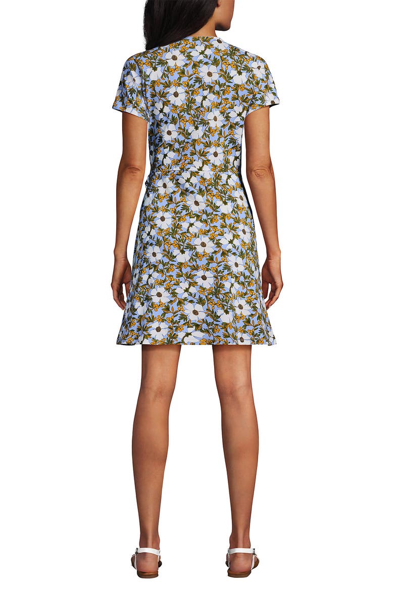 Cotton Modal V Neck Mini Wrap Dess, Alternate, color, Clear Blue Sky Floral Blossom
