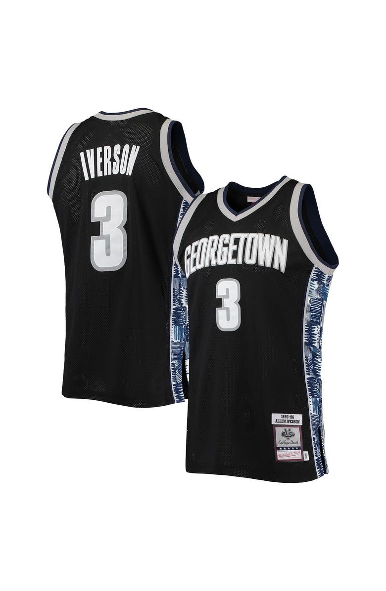 Mitchell & Ness Men's Mitchell & Ness Allen Iverson Black Georgetown Hoyas 1995/96 Authentic Throwback Jersey, Main, color, 