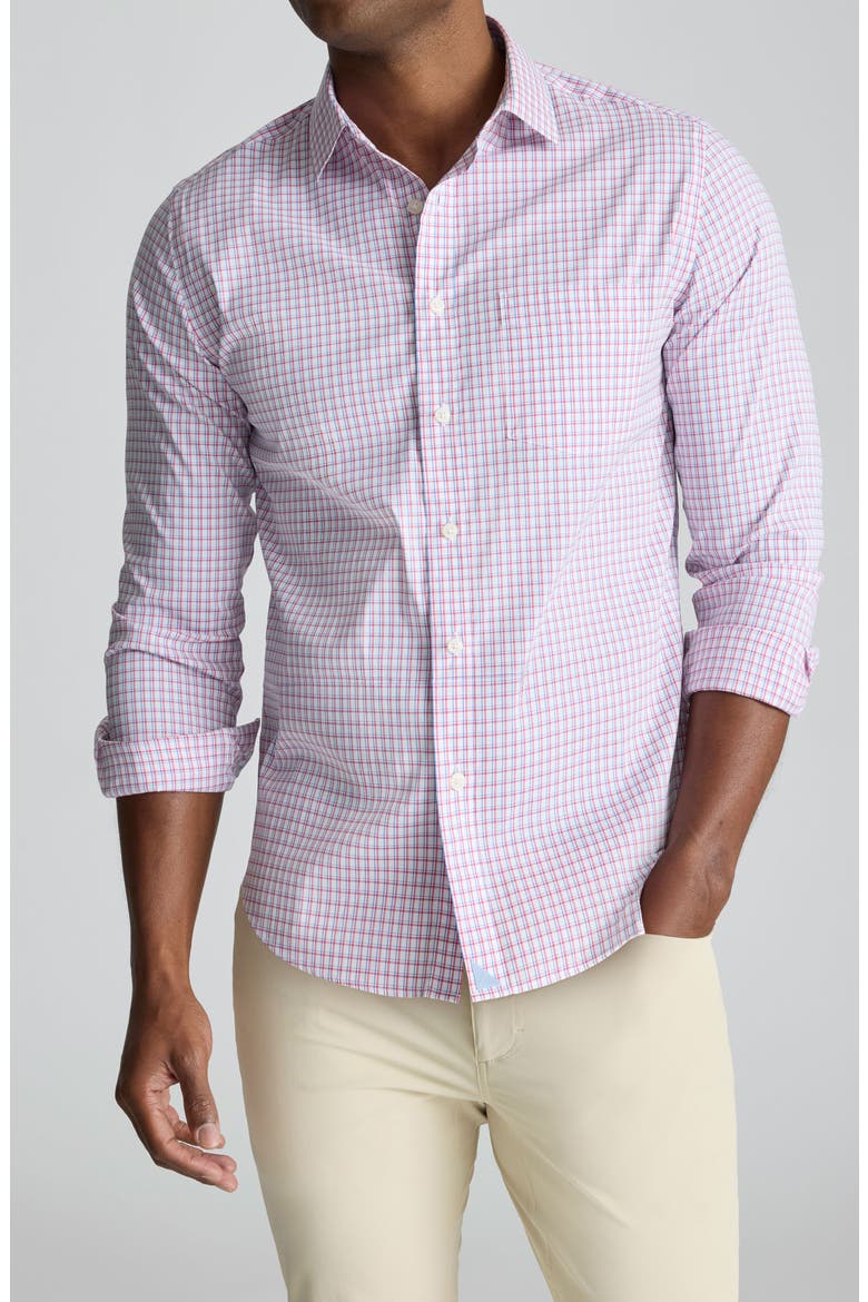 Plaid CottonTek Performance Button-Up Shirt, Main, color, PINK