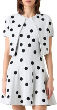 Akris punto Polka Dot Jacquard Fitted Crop Jacket
