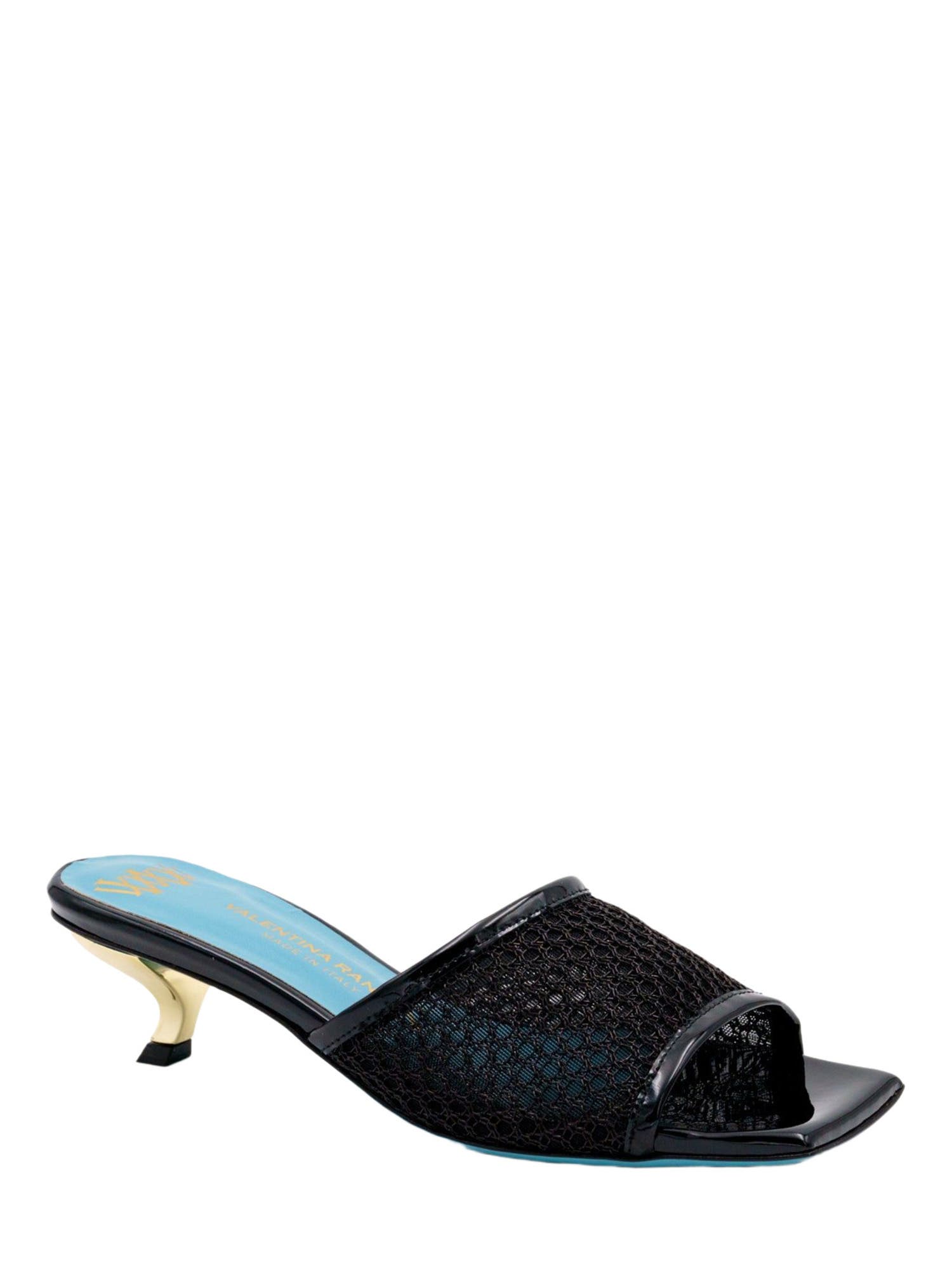 Valentina Rangoni Vesta Low Heel Mesh Slide, Main, color, Black Nadina