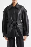 NOUR HAMMOUR Perrin Belted Leather Jacket