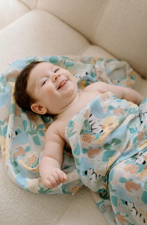Shop Loulou Lollipop Muslin Swaddle Blanket In Animal Puzzle