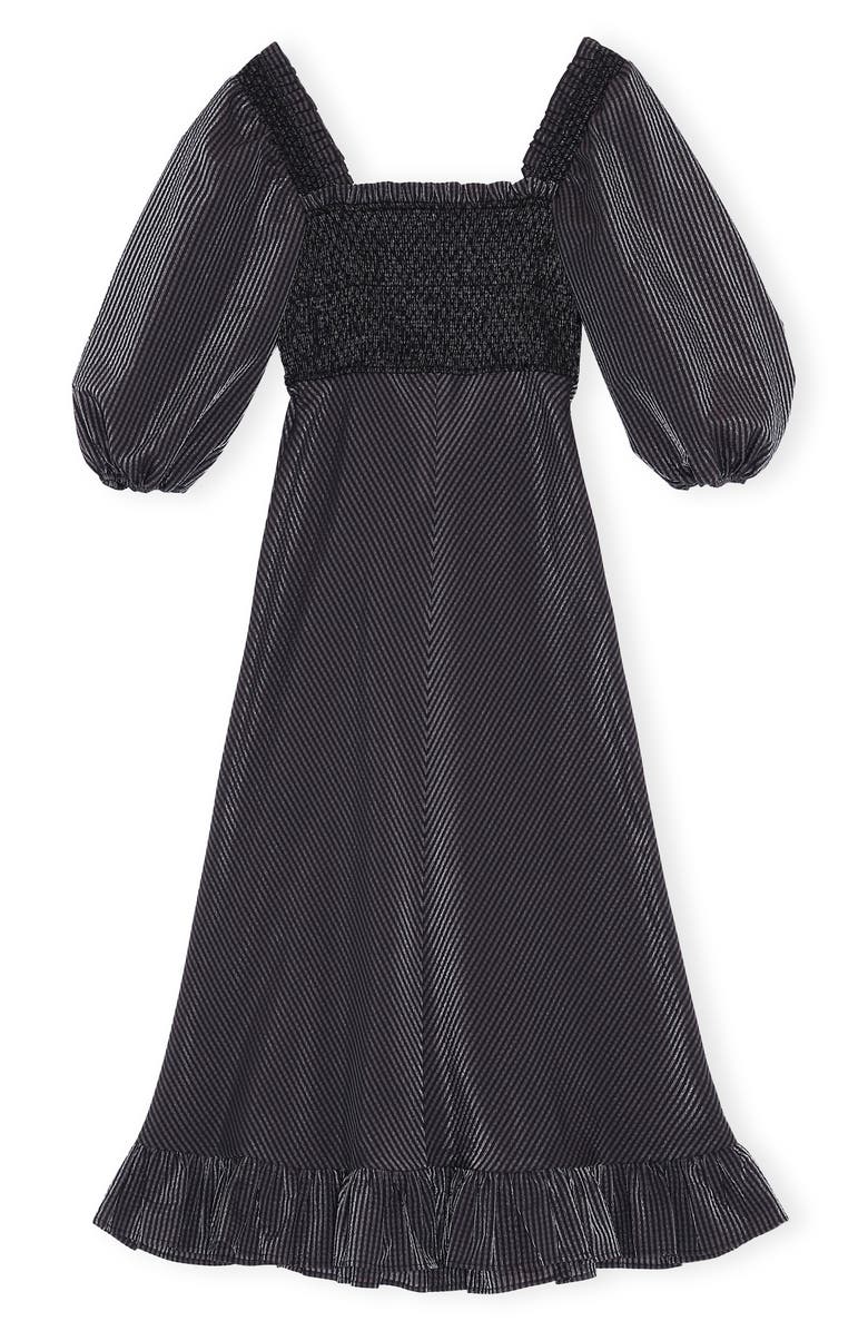 Ganni Seersucker Check Square Neck Dress, Alternate, color, 