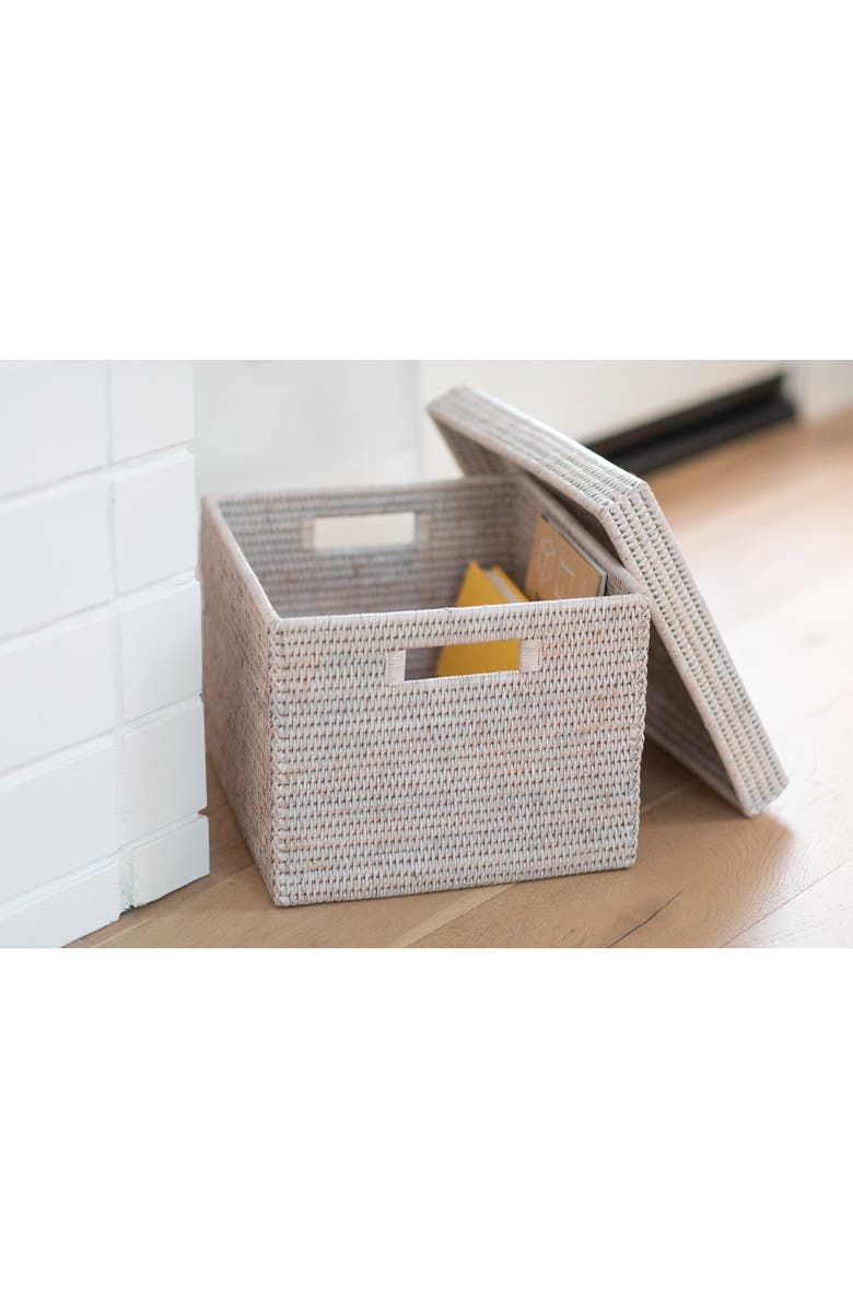 Artifacts Trading Company<sup>™</sup> Artifacts Rattan Storage Box with Lid - Letter File, Alternate, color, White Wash