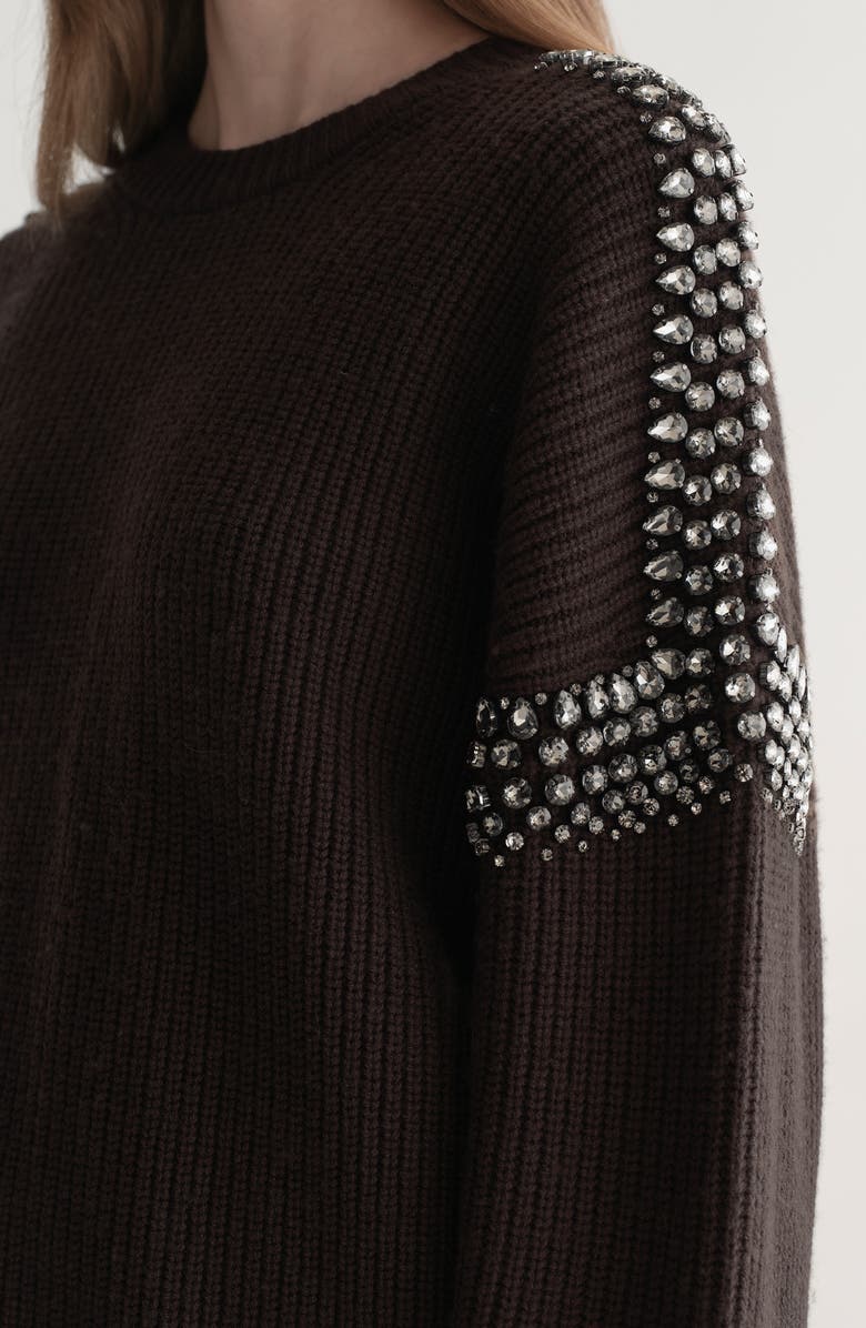 A.L.C. Lennox Rhinestone Sweater, Alternate, color, Deepest Brown