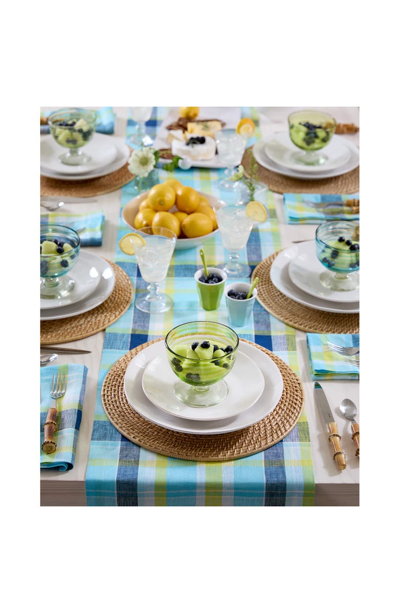 Solino Home Linen Table Runner for Dining Table, Holiday and Everyday Table Decor - Summer Madras Plaid, Alternate, color,