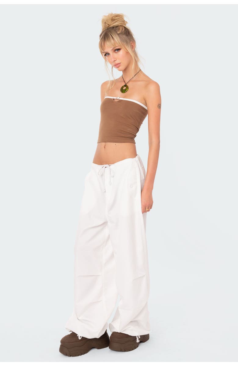 EDIKTED Colby Belted Cotton Blend Tube Top, Alternate, color, Brown