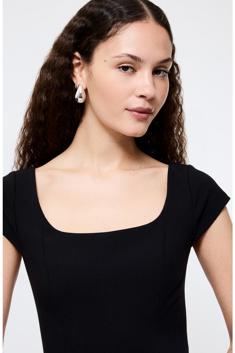 Azra Cap Sleeve Twill Minidress, Alternate, color, 01-BLACK