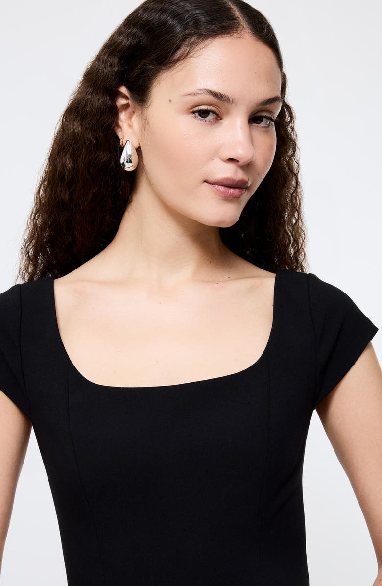 French Connection Azra Cap Sleeve Twill Minidress, Alternate, color, Black