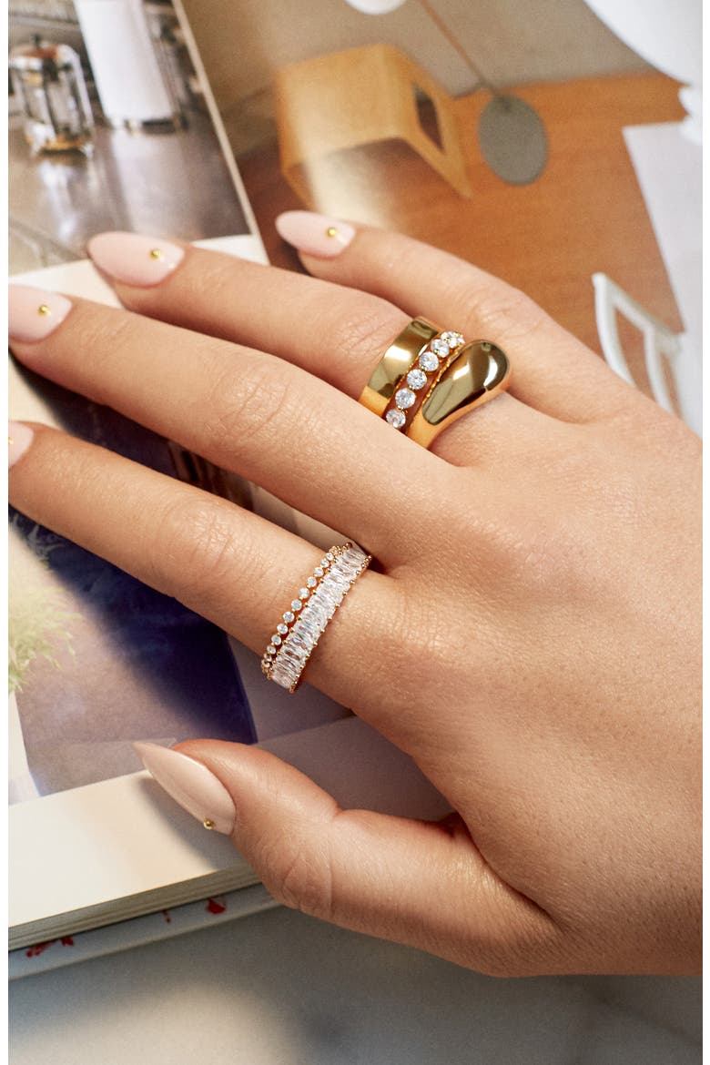 Mini Alidia Baguette Ring, Alternate, color, CLEAR