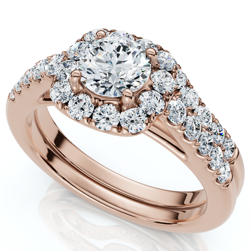 Bliss Diamond 1 1/10ct Cushion Halo Diamond Engagement Ring & Matching Band Gold/pt Lab Grown