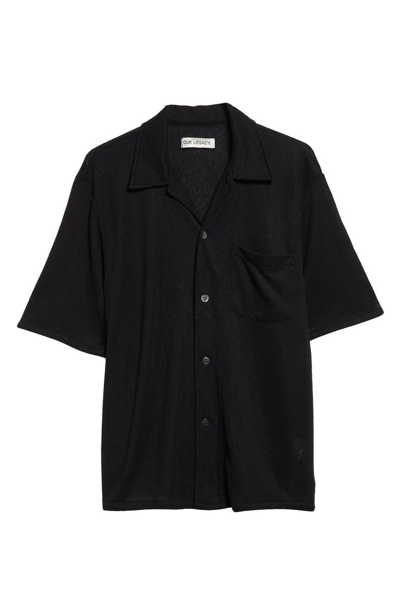 OUR LEGACY Boxy Bouclé Button-Up Shirt, Alternate, color, Black Boucle
