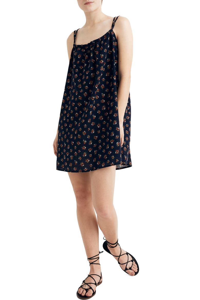 Tie-Back Cover-Up Minidress, Main, color, ENIKO FLORAL NIGHT VISION