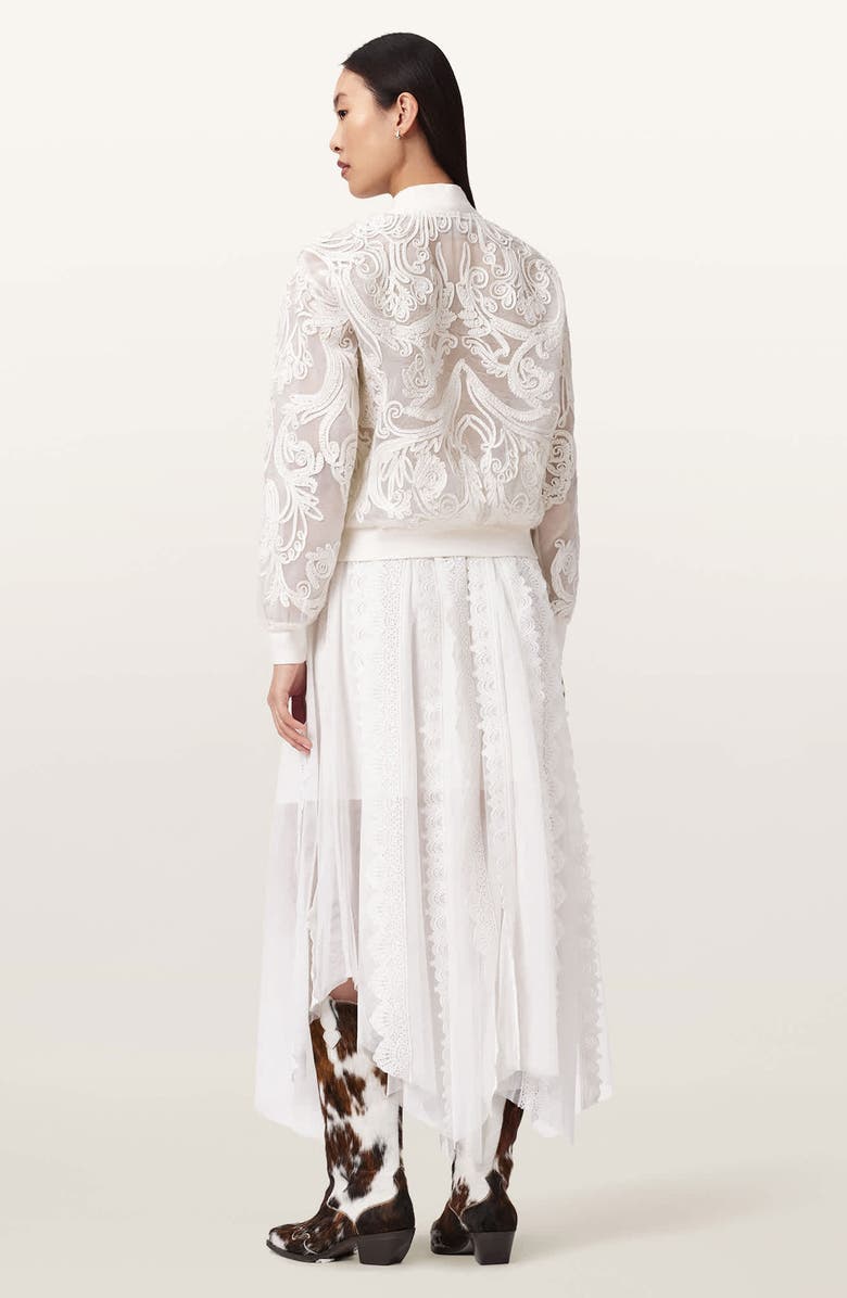 AllSaints Vashtie Mixed Lace Handkerchief Hem Skirt, Alternate, color, Optic White