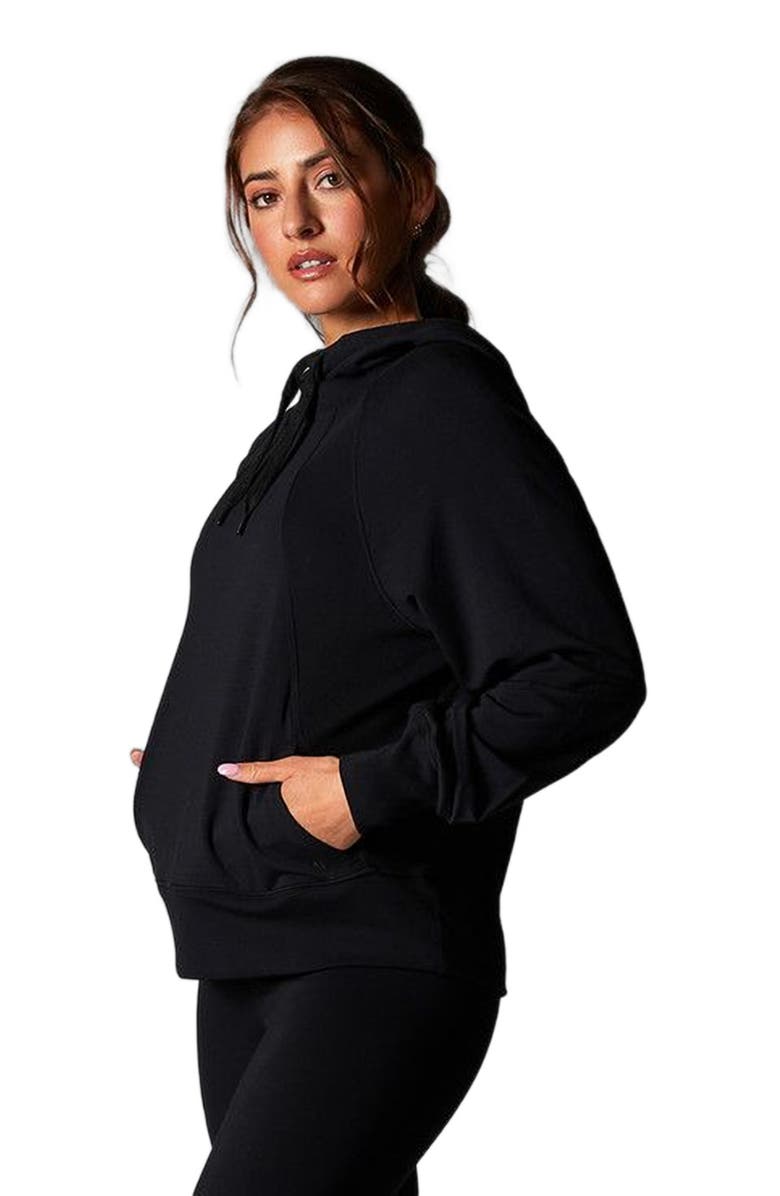 Tavi Cozy Paneled Hoodie, Alternate, color, Ebony