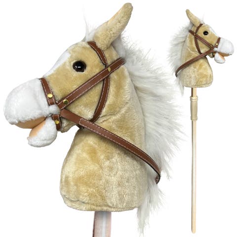 Stick Pony Palomino Tan Brown, 34 Inches Wood Stick Rideon