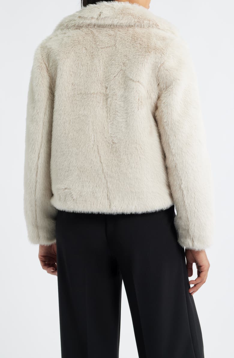 Anne Klein Notched Lapel Faux Fur Crop Jacket, Alternate, color,