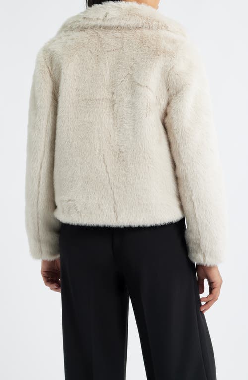 Anne Klein Notched Lapel Faux Fur Crop Jacket In White
