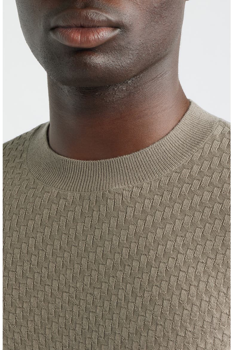 Geometric Stitch Virgin Wool Crewneck Sweater, Alternate, color, SOLID MEDIUM BEIGE
