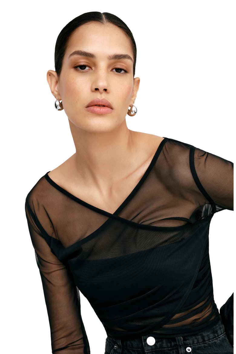 Britney Mesh Crop Top, Alternate, color, BLACK