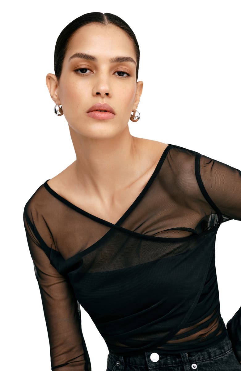 Marcella Britney Mesh Crop Top, Alternate, color, Black