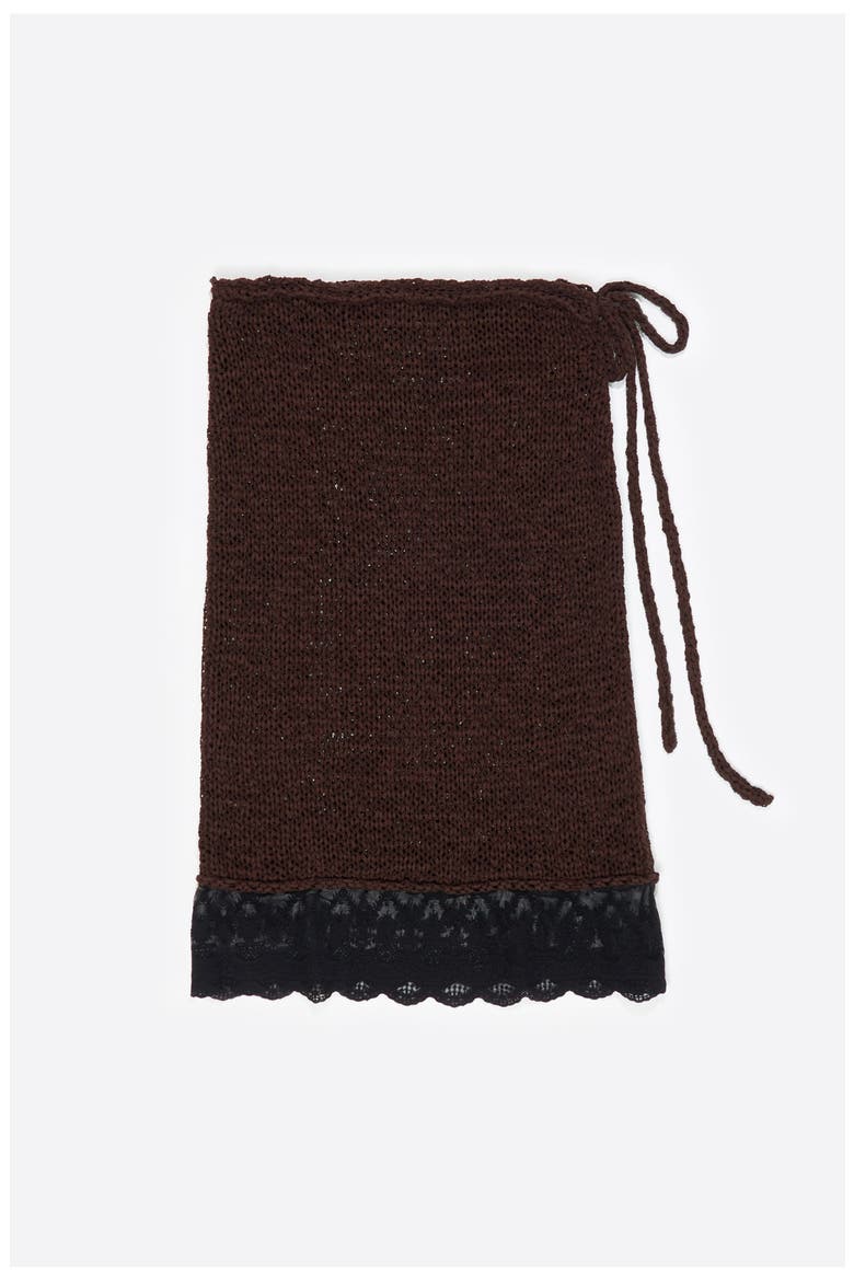 Lace Knit Skirt, Alternate, color, DARK BROWN