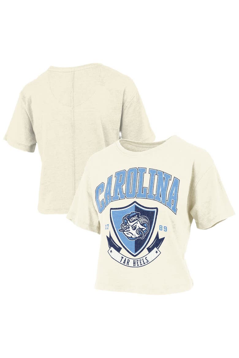 Women's Pressbox Cream North Carolina Tar Heels Buckler Vintage Cropped T-Shirt, Alternate, color, Cream